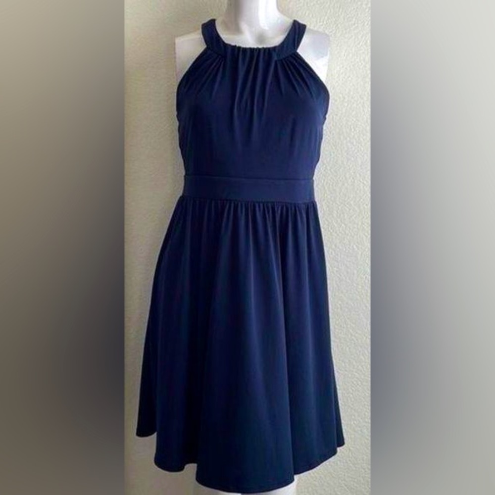 Banana Republic navy blue halter dress twist top dress